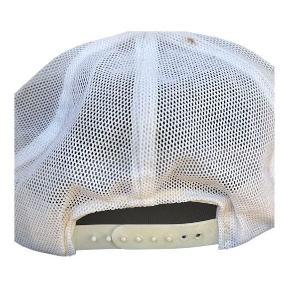 Vintage Orange Trucker Mesh Snapback Hat Striped Unisex Adjustable - Picture 4 of 5